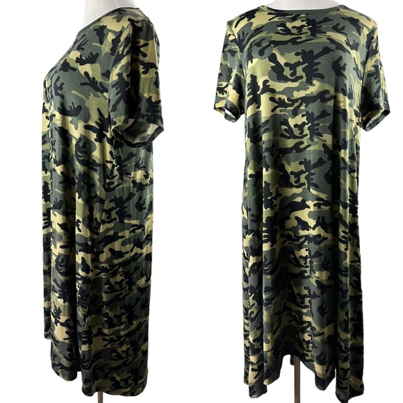 LuLaRoe Dresses & Skirts - 🦄 Lularoe Carly Dress Camouflage Camo Stretch Hi-Lo Short Sleeve Plus Size 3XL